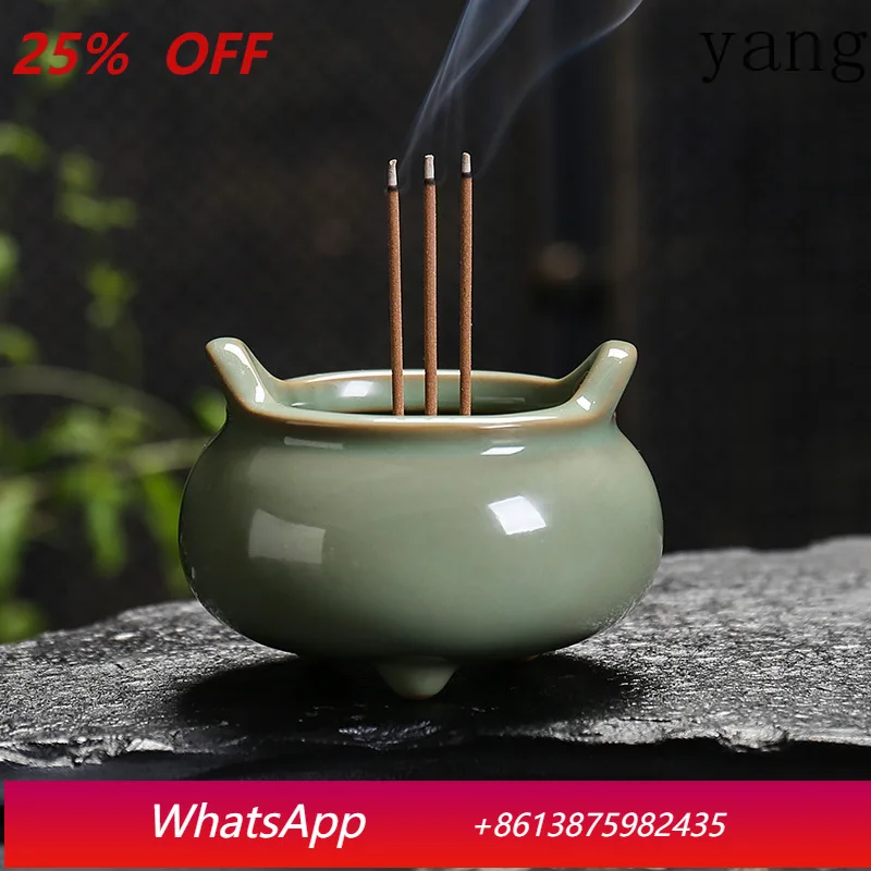 

LH celadon Buddhist vessel aroma burner is convenient to carry small incense burners for home offerings