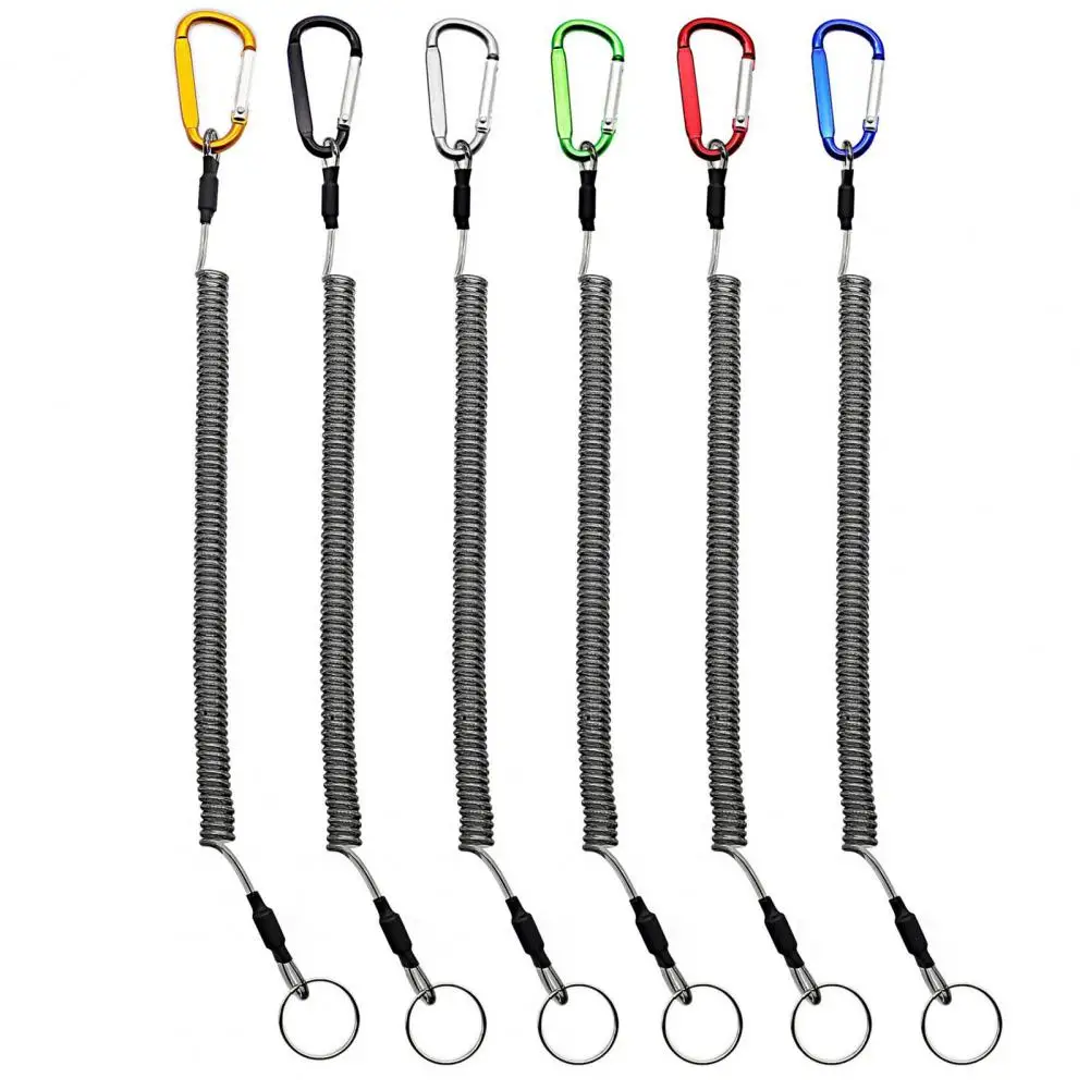 1m/2m Outdoor Anti-lost Rope Spiral Keychain Elastic Spring Anti-lost Lanyard Keys Fishing Tool Spring Retractable Safety Rope