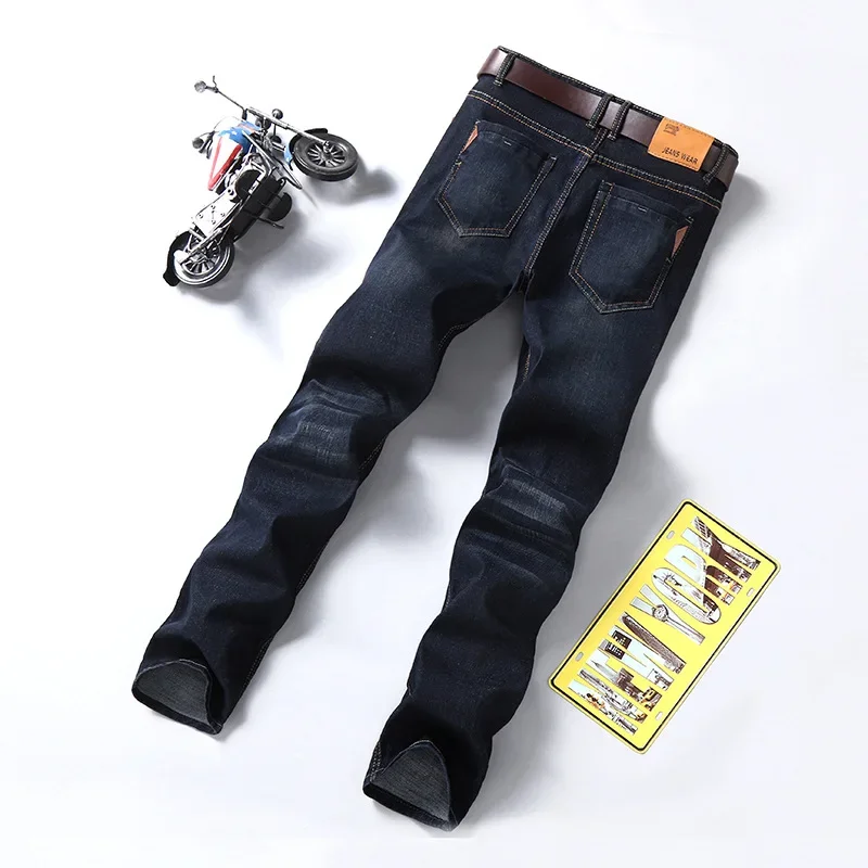 Hot Jeans Heren Slanke Slanke Rechte Stretch Jeans Vier Seizoenen Heren Volwassen Gentleman Comfortabele Losse Senior Heren Jeans High-end