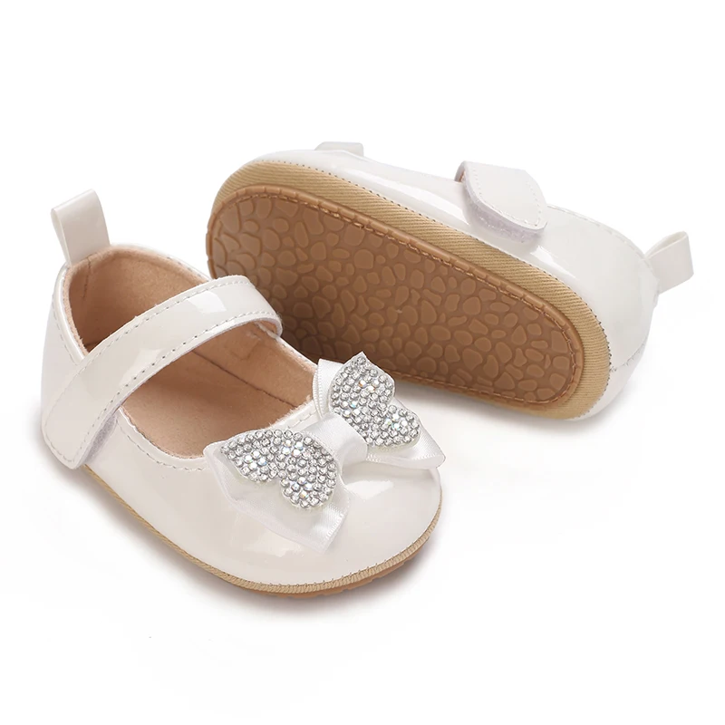 New Spring And Autumn Newborn Girls Anti Slip Walking Shoes Cute Diamond Bow Princess Shoes For Girls