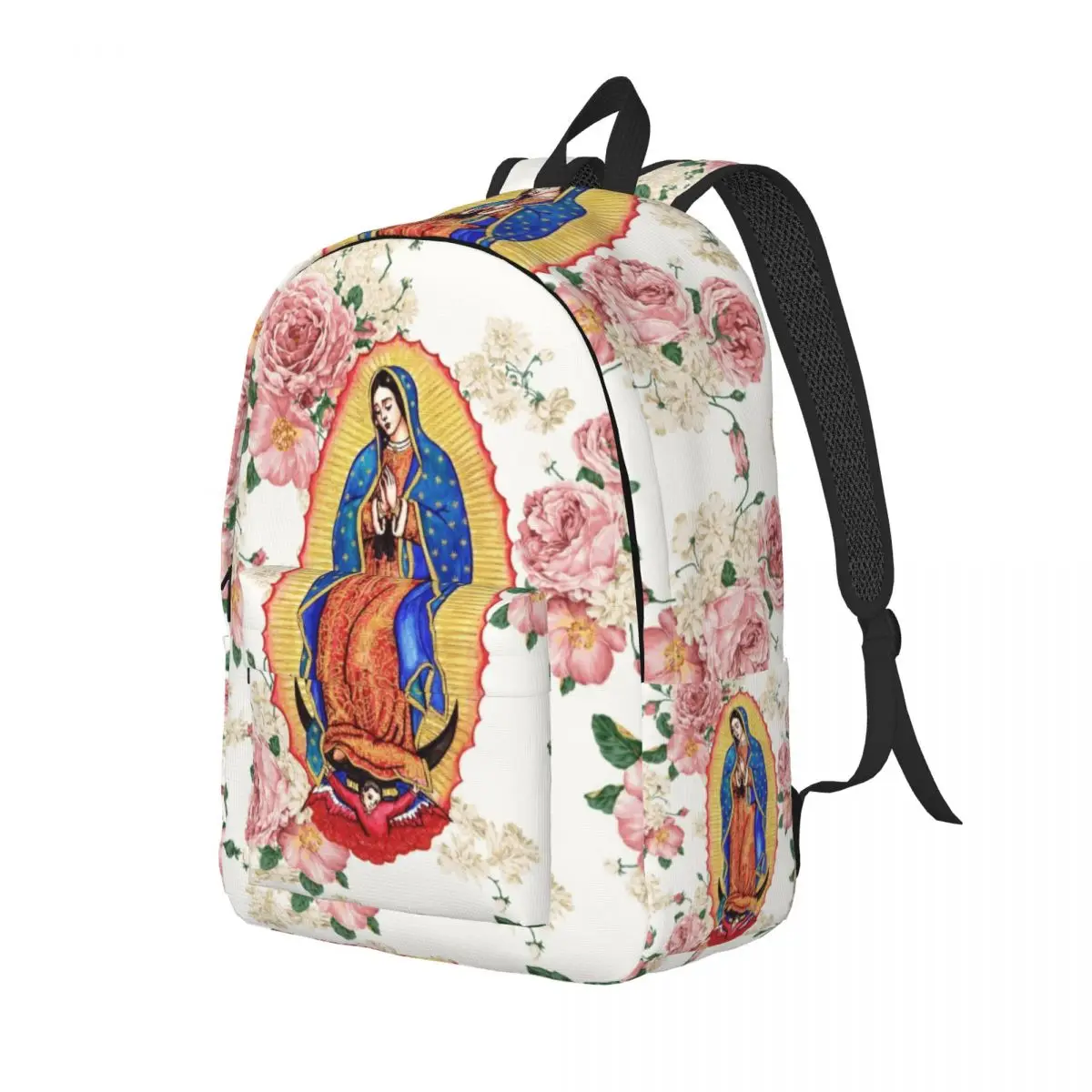 Virgin Of Guadalupe Canvas Backpack for Women Men Water Resistant College School Mexico Catholic Virgin Mary Bag Print Bookbags