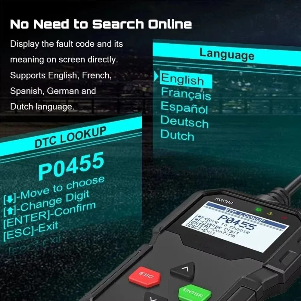 Universal Car Fault Diagnosis Instrument Accurate OBD 2 Diagnostic Scanning Tools Check Engine Light Efficient