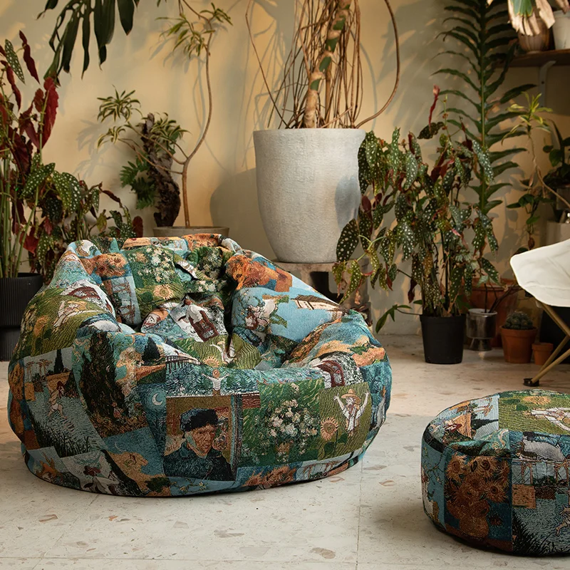 

Modern Italian Washable Sofas Green Unique Luxry Corner Fluffy Bedroom Bean Bag Puffs Lazy Single Pouf Geant Furniture Home