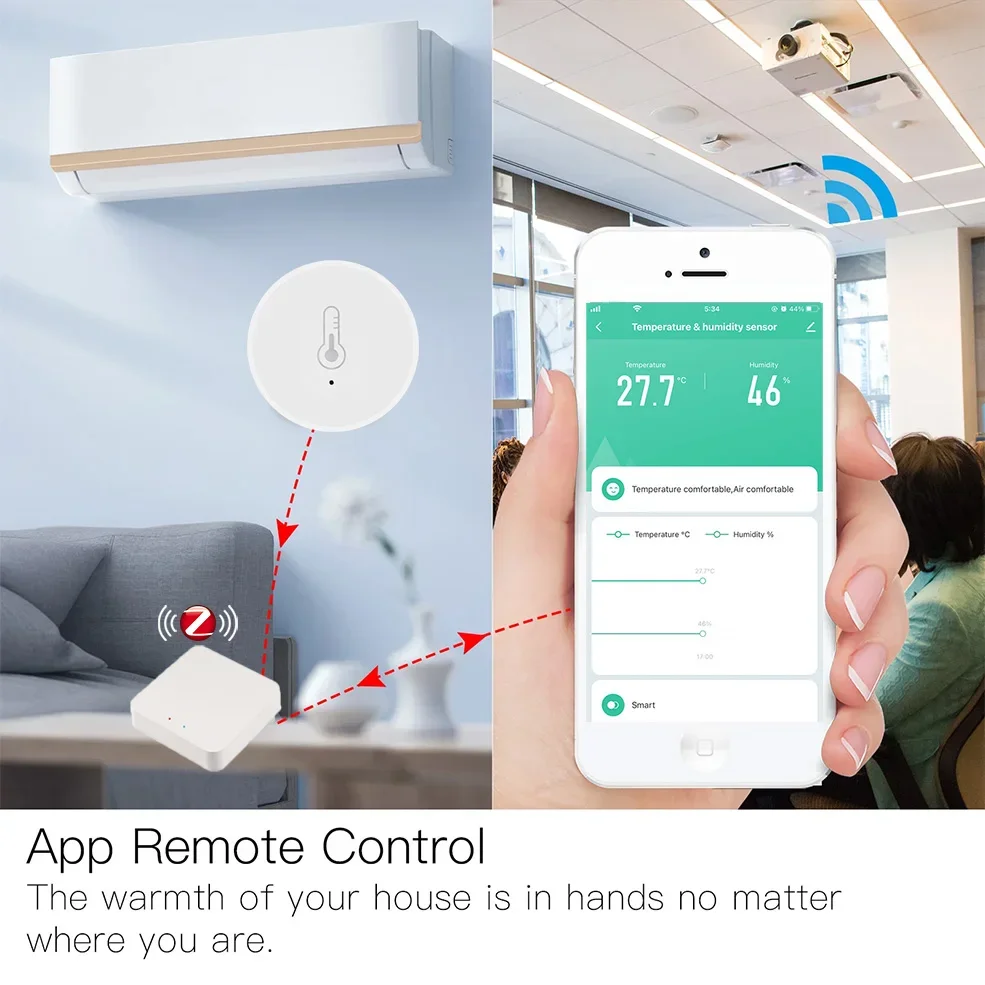 Imagem -03 - Tuya Casa Inteligente Zigbee Sensor de Temperatura e Umidade Bateria Incluída Monitoramento Remoto App Trabalhar com Alexa Google Zigbee2mqtt