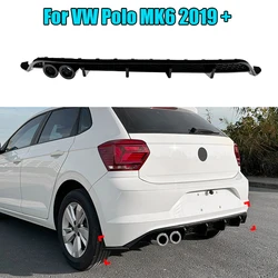 Car Rear Bumper Spoiler Rear Corner Set For VW Polo MK6 2019 + Body Exterior Protector Rear Bumper Diffuser Spoiler Lip Plate