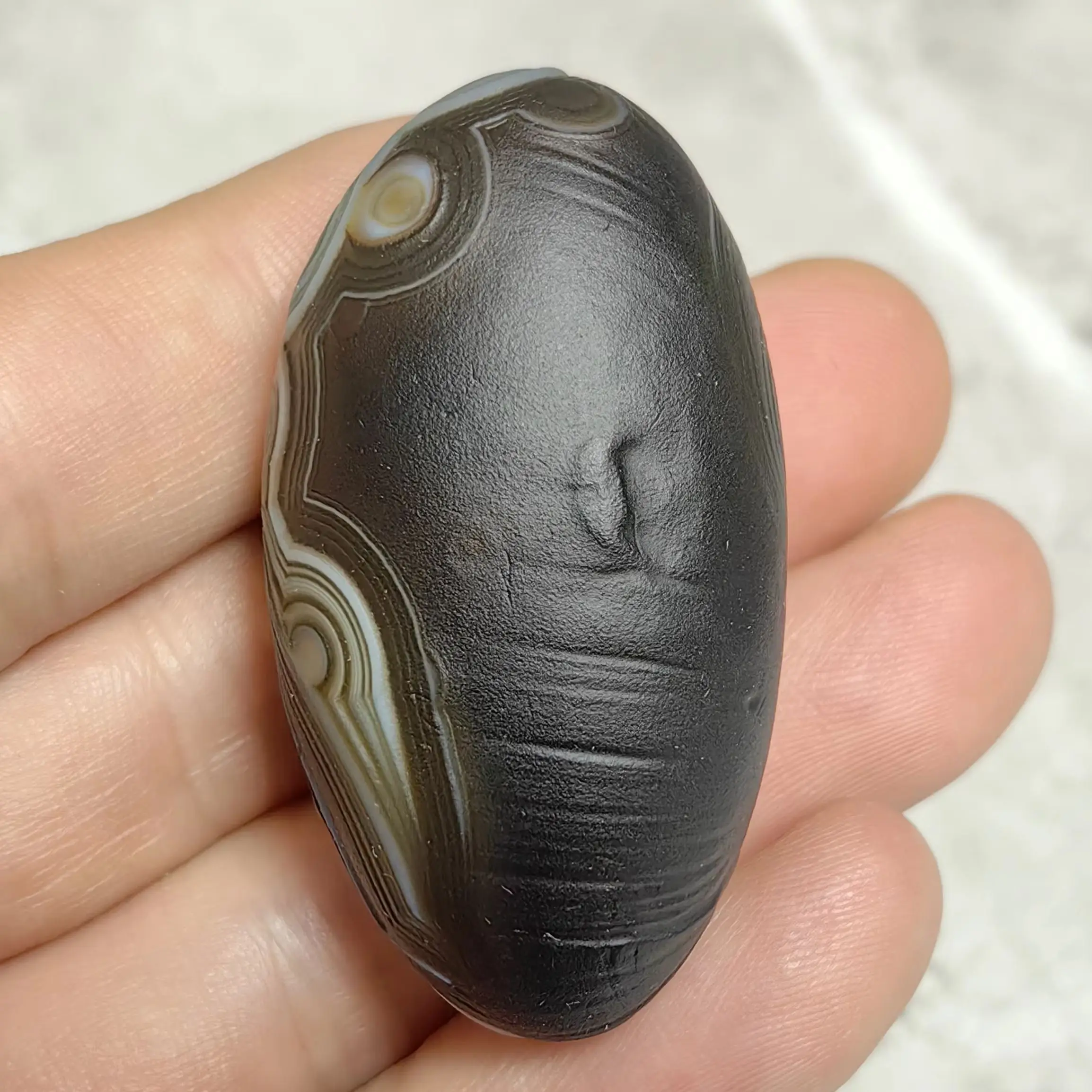 Pure Natural Eye Agate Rough Palm Stones for Good Luck Stress Relief Artistic Conception Pattern DIY Jewelry Making Home Decor