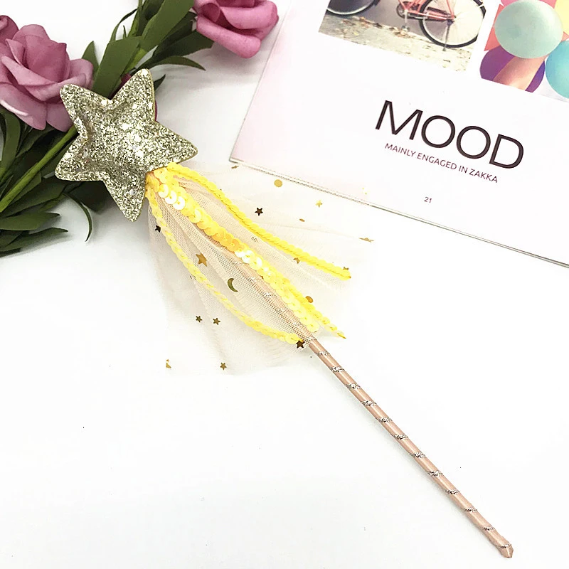 Cute Fairy Wand Dreamlike Five Pointed Star Fairy Wand Kids Magic Stick Girl Birthday Party Gift Halloween Princess Cosplay Prop