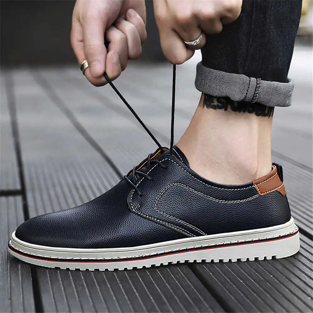 38-45 Zapatos de punta redonda Oxford Zapatos de vestir azules para hombres Vestidos para ocasiones formales Zapatillas deportivas Enlace Vip Sneekers inusuales