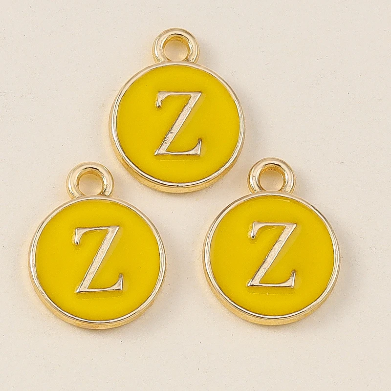 20 Stück 11x14mm Niedliche Gelbe Emaille-Alphabet-Anhänger mit 26 Buchstaben A-Z für Schmuckherstellung, DIY-Halsketten, Ohrringe und Accessoires ﻿ – Detail 28