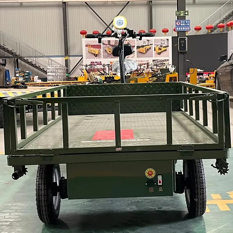 CE Certified 48V Four-Wheel OEM Electric Loading Cart Industrial Platform Truck with Riding Function