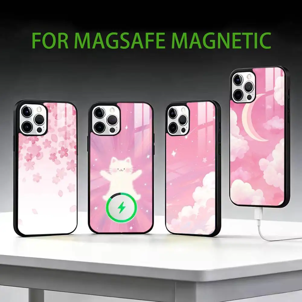 

Cherry Blossom Phone Case For iPhone17,16,15,14,13,12,11 Plus,Pro Max Magnetic For Magsafe Wireless Charging