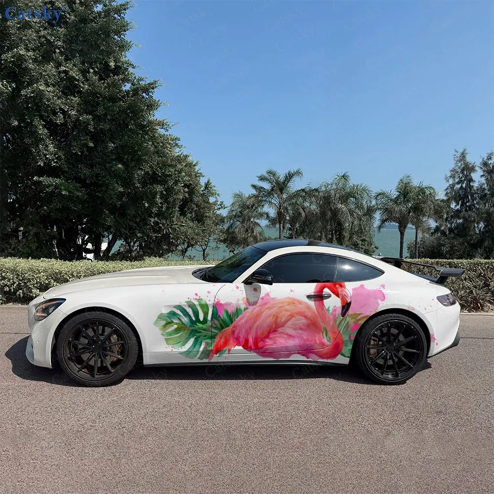 

Наклейки с фламинго; Наклейка на автомобиль; Цветочное украшение для всего кузова, скрывающее царапины; Водонепроницаемая автомобильная наклейка; Виниловая пленка для авто.