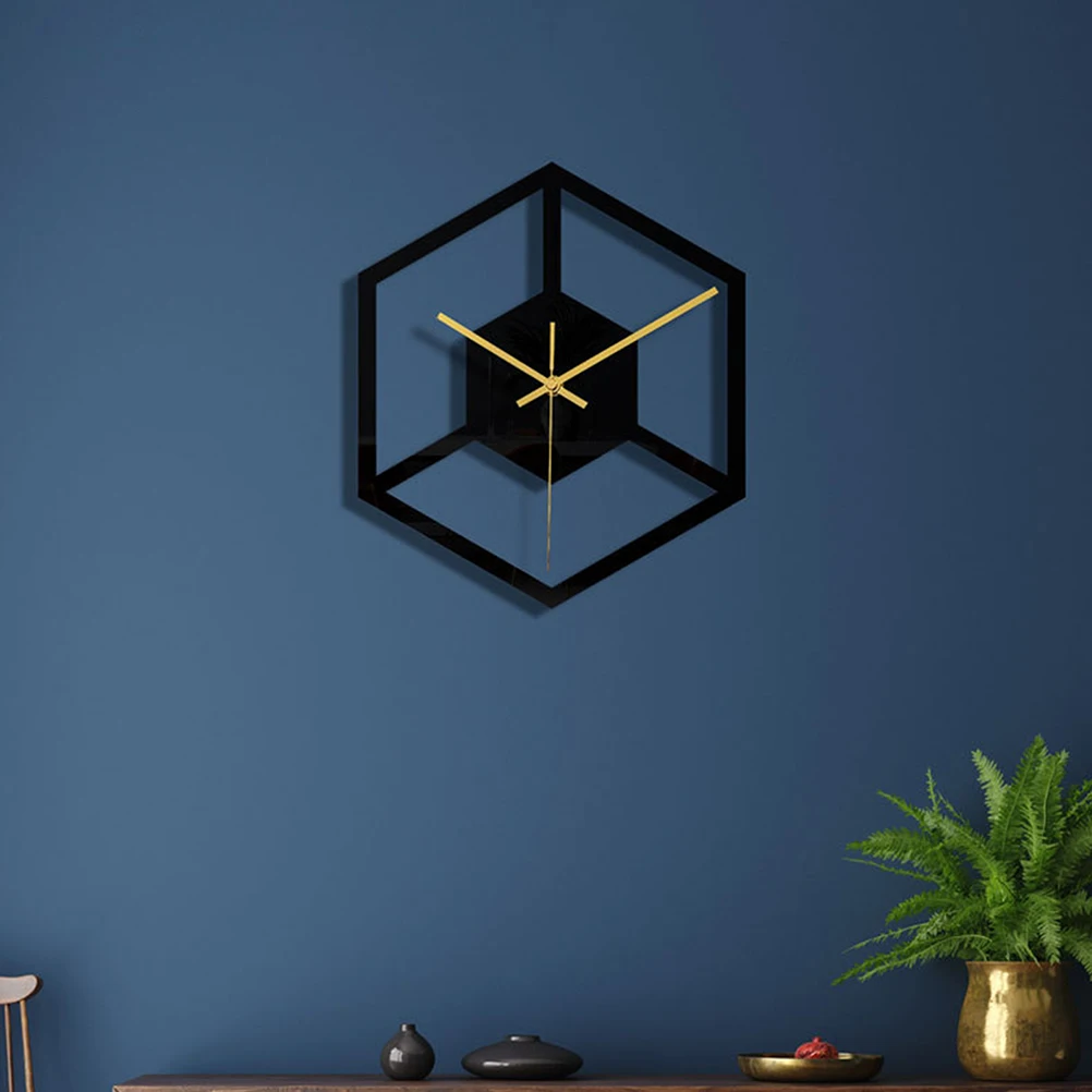

Acrylic Hexagon Wall Clock Silent Decorative For Living Room Bedroom Bar Hotel Home Decoration Wall Art