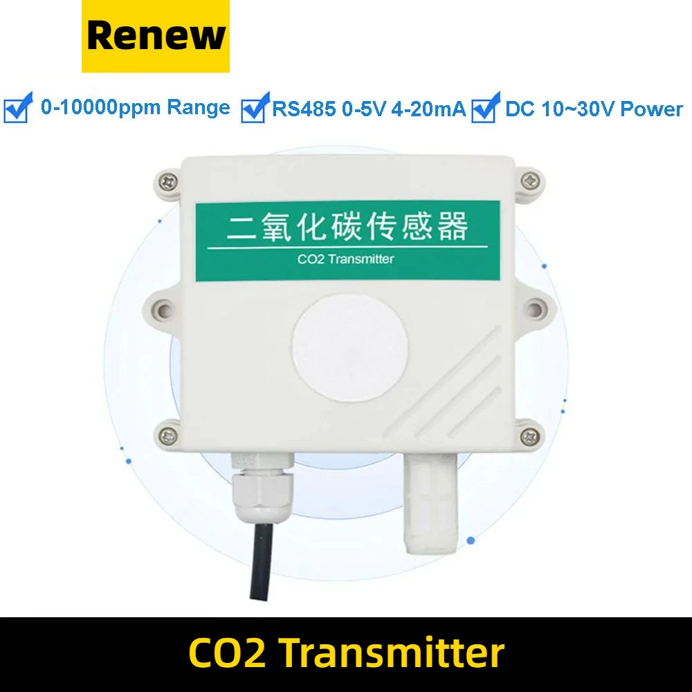 Wysokiej jakości 2000/5000ppm/1%/3%/65% RS485 4-20mA miernik dwutlenku węgla CO2 nadajnik czujnika przetwornik 4-20ma CO2