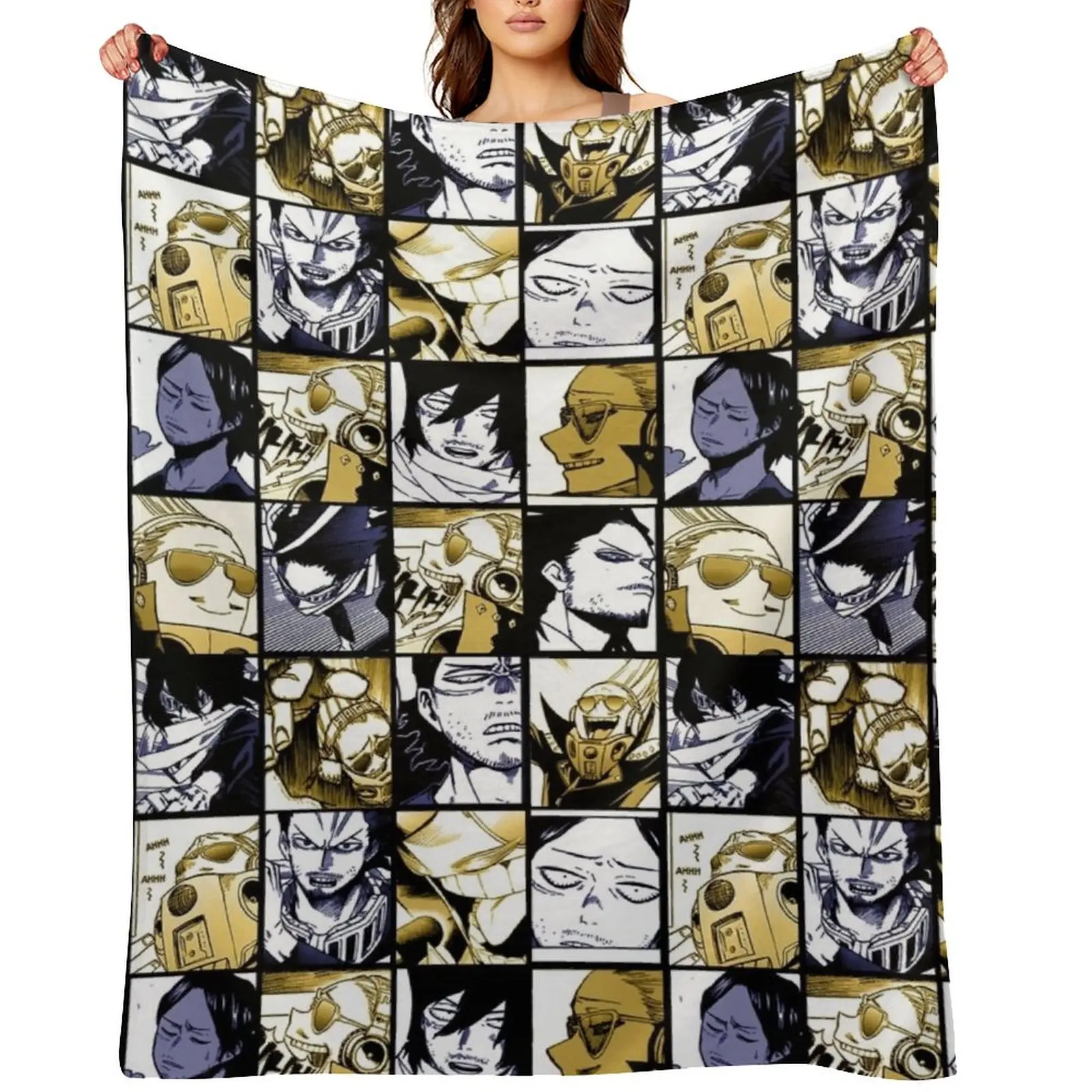 

Aizawa and Present Mic- Mix collage color version Throw Blanket Plaid Thermal Soft Beds Luxury Throw Blankets