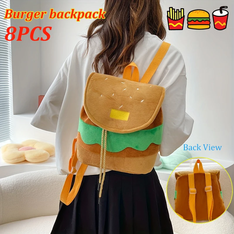 Cartoon Hamburger Schoolbag Plush Backpack Fashion Campus Steven Universe Bioworld Large Capacity Burger Plush Bag For Girl Gift