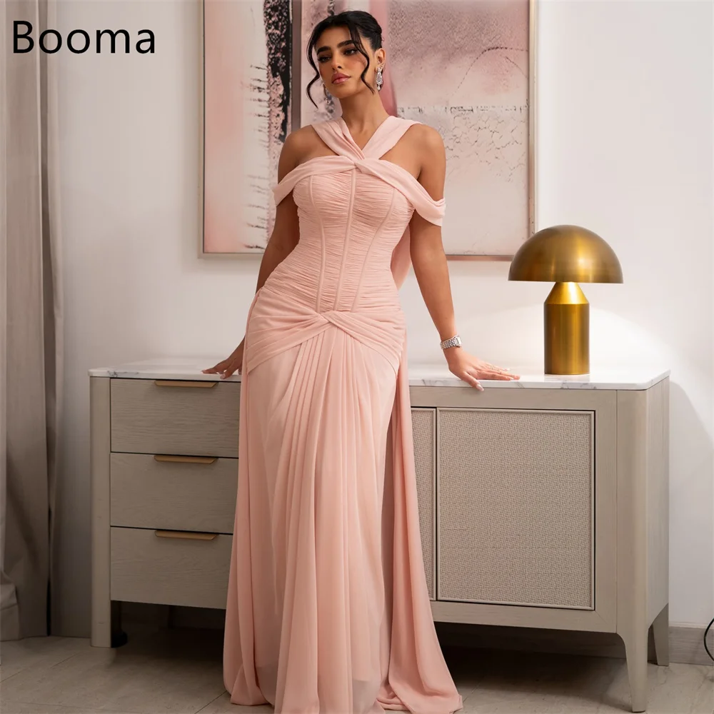 

Booma A-Line Off The Shoulder Pleat Elegant Evening Dresses Long Formal Dresses for Women Simple Prom Gowns Custom Made