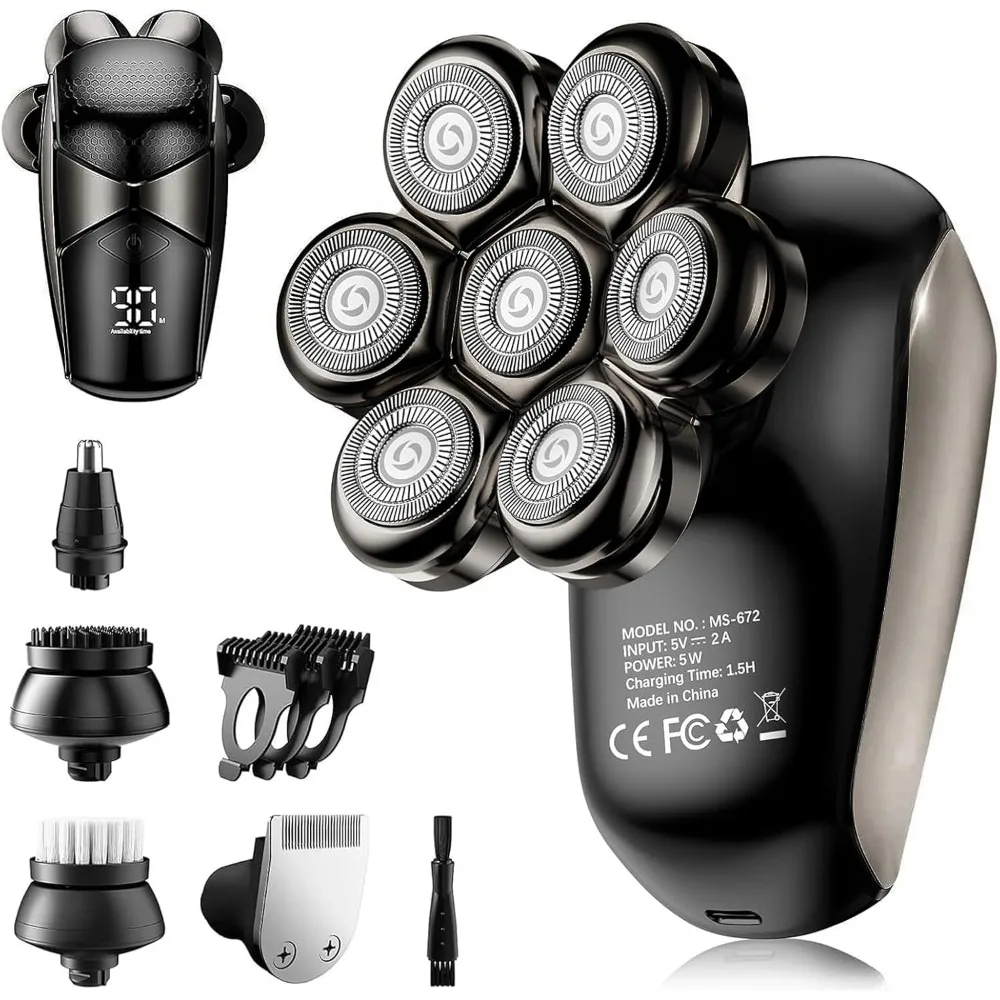 

5-in-1 Electric Razor - IPX7 Waterproof Shaving Grooming Kit for Balder - LED Display & Precision Blades