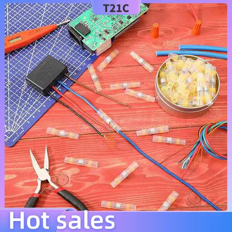 

T21C 300Pcs 12-10 AWG Yellow Solder Seal Wire Connectors Solder Heat Shrink Waterproof Wire Connectors Electrical Terminals