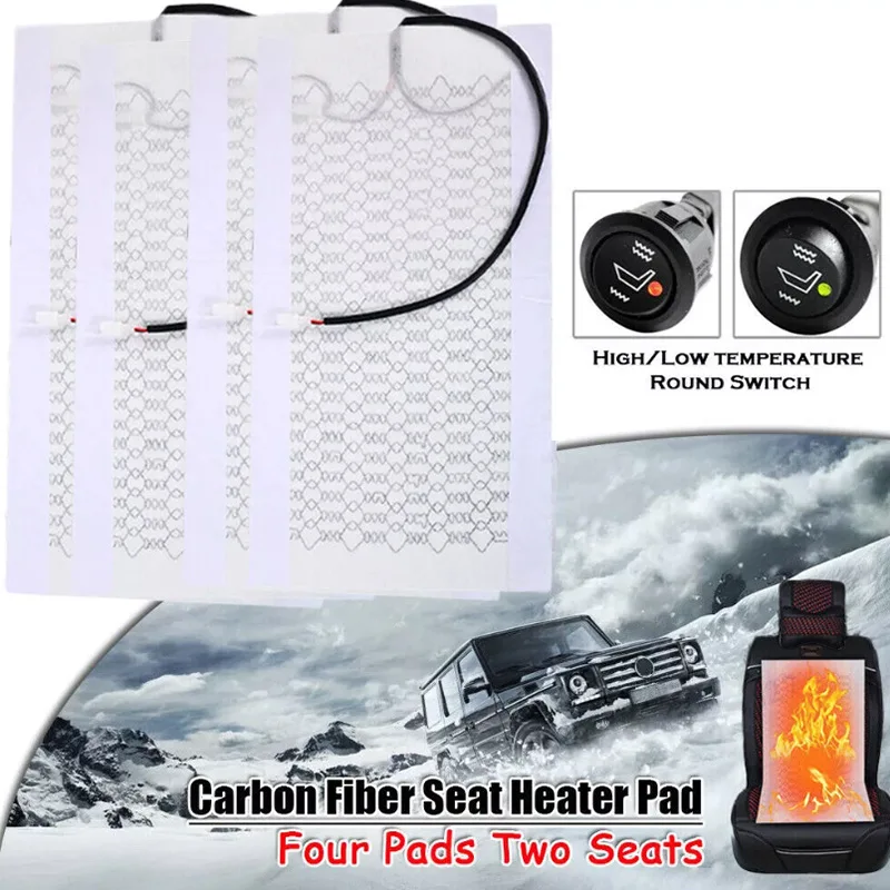 

Комплект двойного обогрева автомобильного сиденья, универсальные 2 грелки из углеродного волокна с легким мини-позиционным переключателем для зимнего вождения