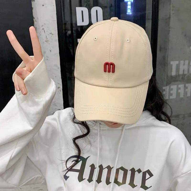 Fashion Baseball Cap for Women Men Embroidery M Letter Hip Hop Snapback Caps Cotton Sun Hats Unisex Solid Color Visor Hats 2024