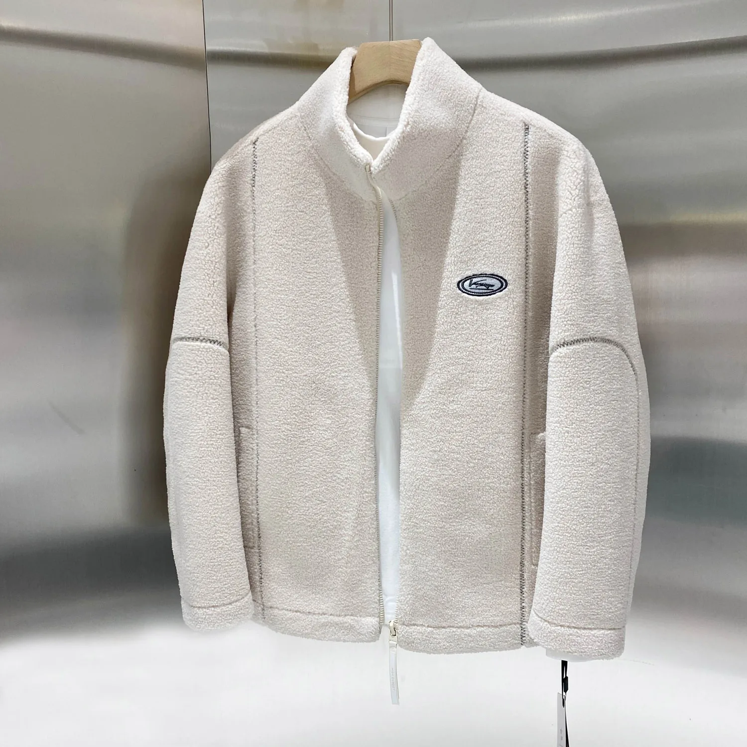 

Loose Fit Men's Jaet Polyester Fur Lined Stand Collar Zipper Closure Long Sve Stand Edition Outerwear for Youth