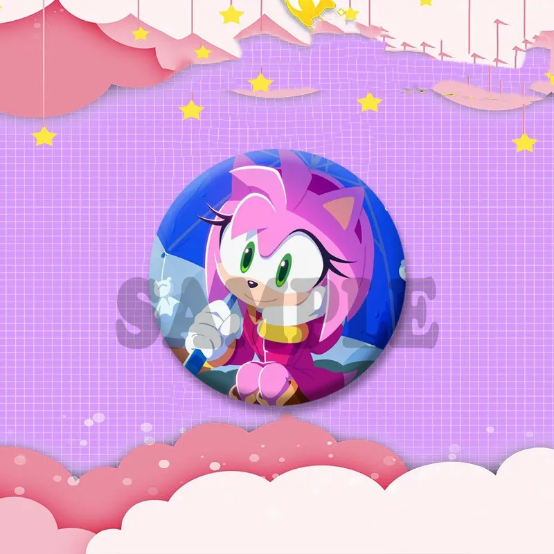 Niedliche Anime-Spielcharakter Amy Rose Brosche Cartoon Rollenspiel-Abzeichen Schmuck Emaille-Pins für Rucksack Kleidung Geschenke für Freunde – Detail 10