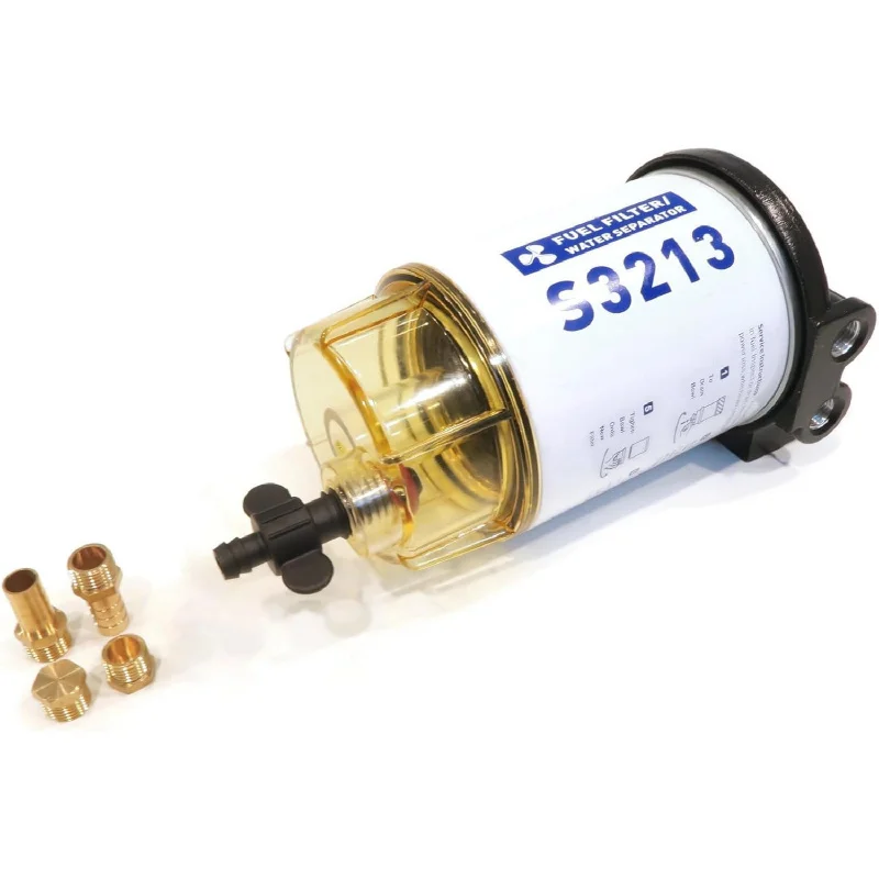 Conjunto de Filtro Separador de Combustível e Água S3213 Compatível com Motores de Popa Mercury Yamaha Racor Sierra 10 Microns