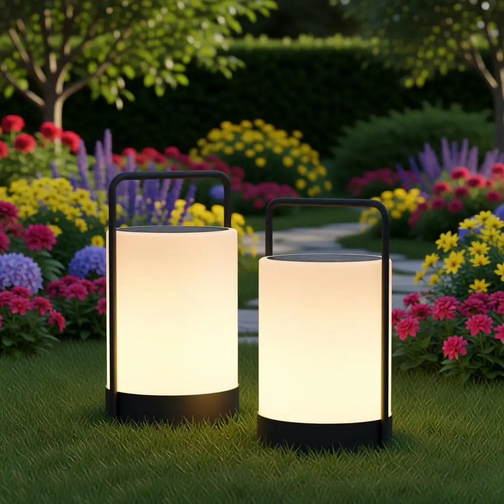 

Светодиодный уличный настольный светильник-фонарь, беспроводной, IP44, RGB и теплый белый свет, для патио, кемпинга, ресторана, террасы (черный, 2 шт.)
