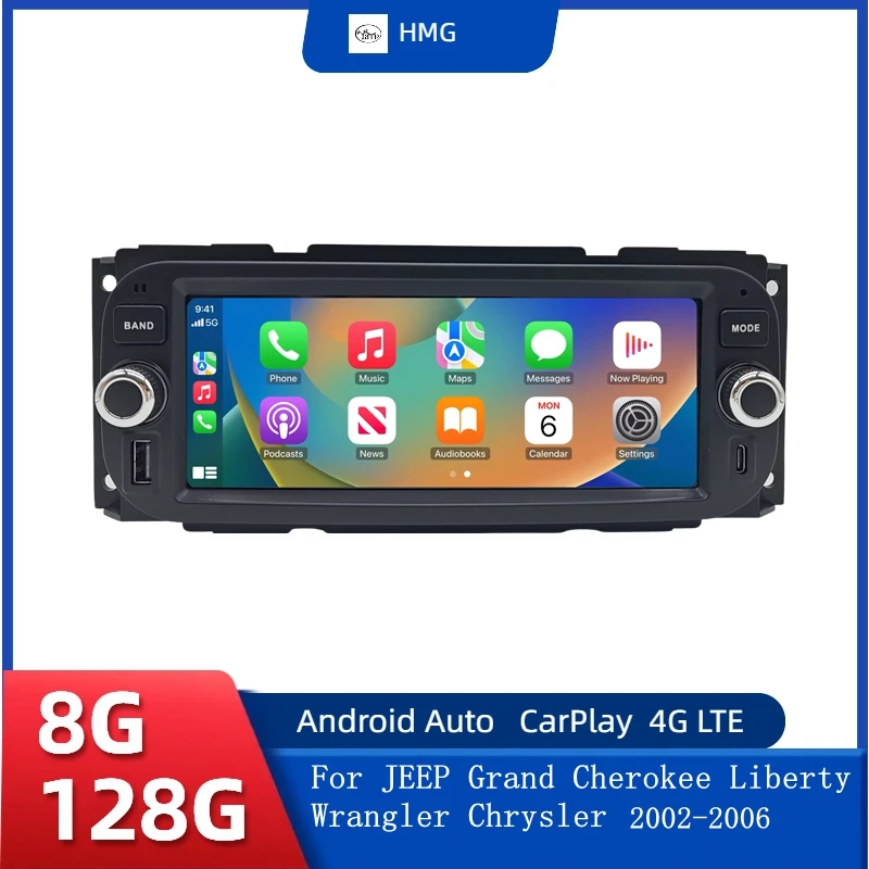 HMG Android Car Radio for JEEP Grand Cherokee Liberty Wrangler Chrysler 2002-2006 Navigation Video Player WIFI GPS AUTO Carplay