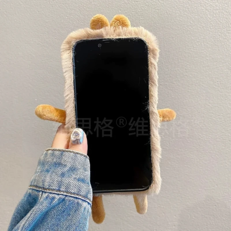 플러시 테디 베어 폰 케이스 크로스바디 스트랩 포함 아이폰 11-16 프로 맥스 안드로이드용, 독특한 소프트 실리콘 충격 방지 커버