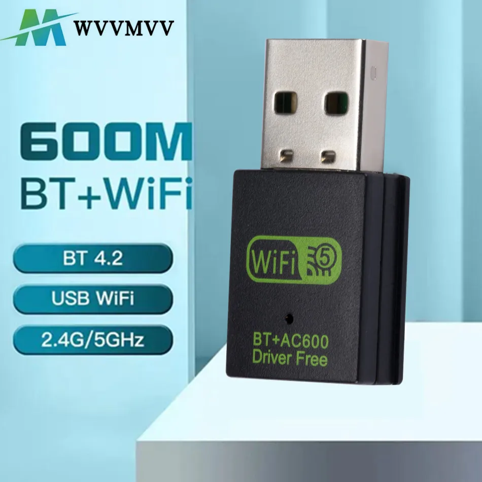 Wvmvv-USB 600mbps, bluetoothアダプター,デュアルバンド,ワイヤレスレシーバー,PC,ラップトップ,デスクトップ,2 ghz, 8ghzのドングル