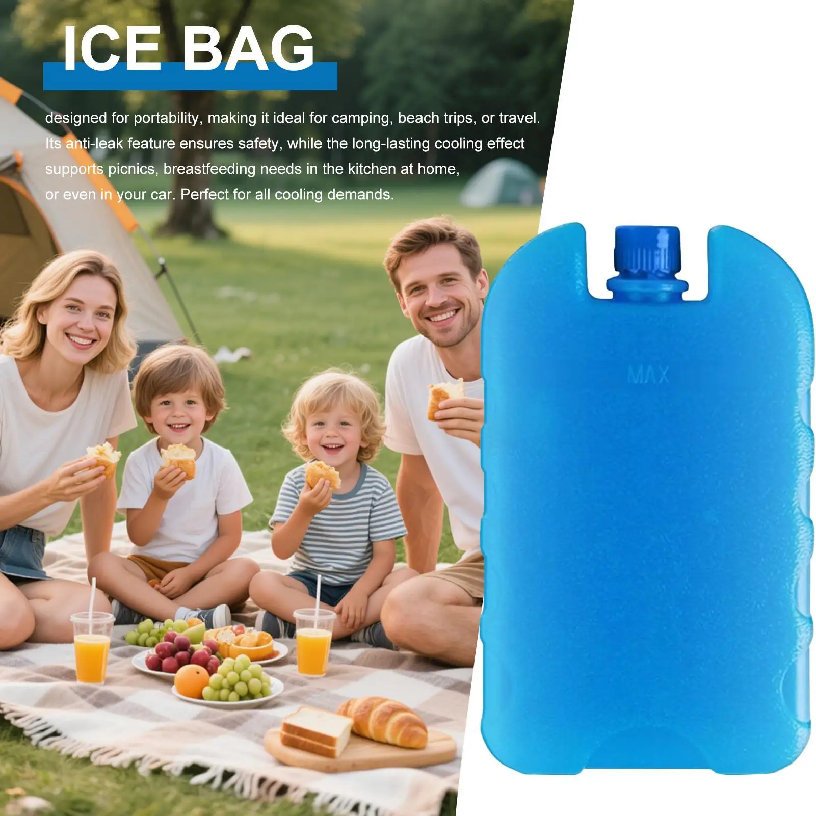 

Freezer Packs for Coolers Air Conditioning Freezer Bag Long-Lasting Ice Bag for Home Breastfeeding Kitchen Picnic Travel Car