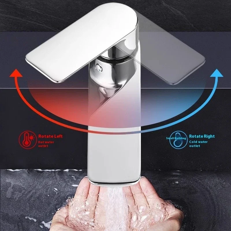 ZEXEF 304 Stainless Steel Bathroom Faucet and Shower Combined Wash Basin Mixer Tap Only Hot Cold Single Deck Mounted Lavatory