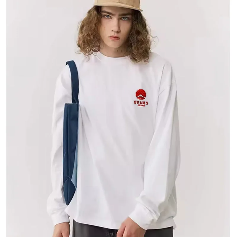 

2024 Japanese Mount Fuji Small logo Embroidery Men/Women Unisex Long Sleeved T-shirt Cotton O-Neck Hoodie Loose Sweatshirt Tops