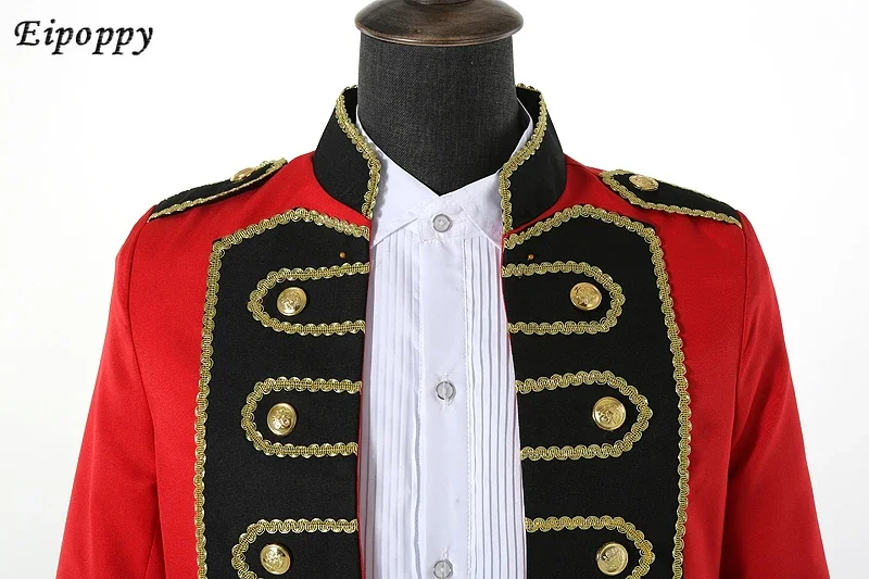 European-style Red Black-fronted Palace Court Costume Men's Army Dress Performance Clothing Men's Red Prince Dress