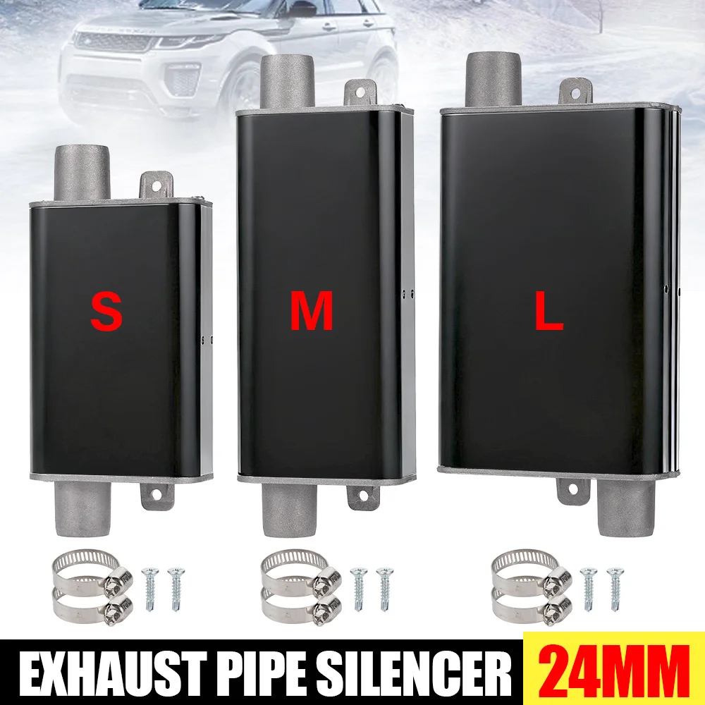 Exhaust Pipe Muffler Aluminum Alloy 24MM OD 19MM ID Double Filtration Noise Reducer For 2-8Kw 12V 24V Diesel Heater Car Truck Rv