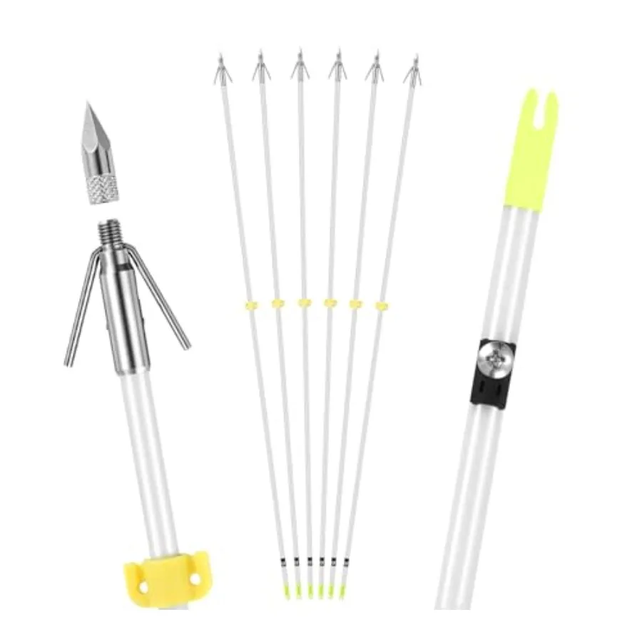 

Стрелы для ловли лука, 6 шт., с широким наконечником и защитными направляющими. 32-дюймовые стрелы из стекловолокна для блочного лука.