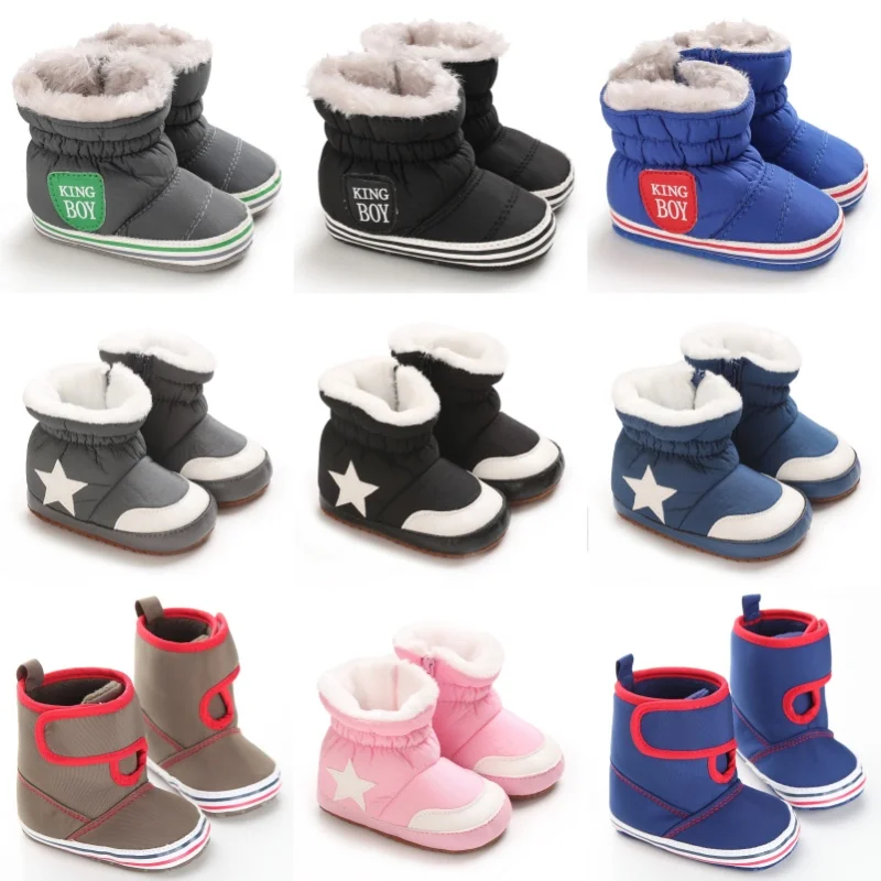 0-1 year old baby shoes for both men and women, soft soled warm and thick snow boots, baby shoes, comfortable walking shoes