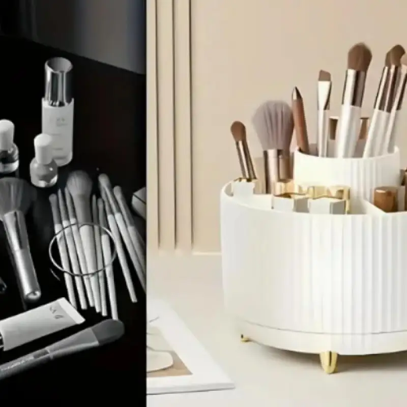 

Rotating Makeup Organizer - 5-Tier Cosmetic Caddy for Brushes, Lipsticks, Skincare, Stationery - Durable Desk Organizer with Lux
