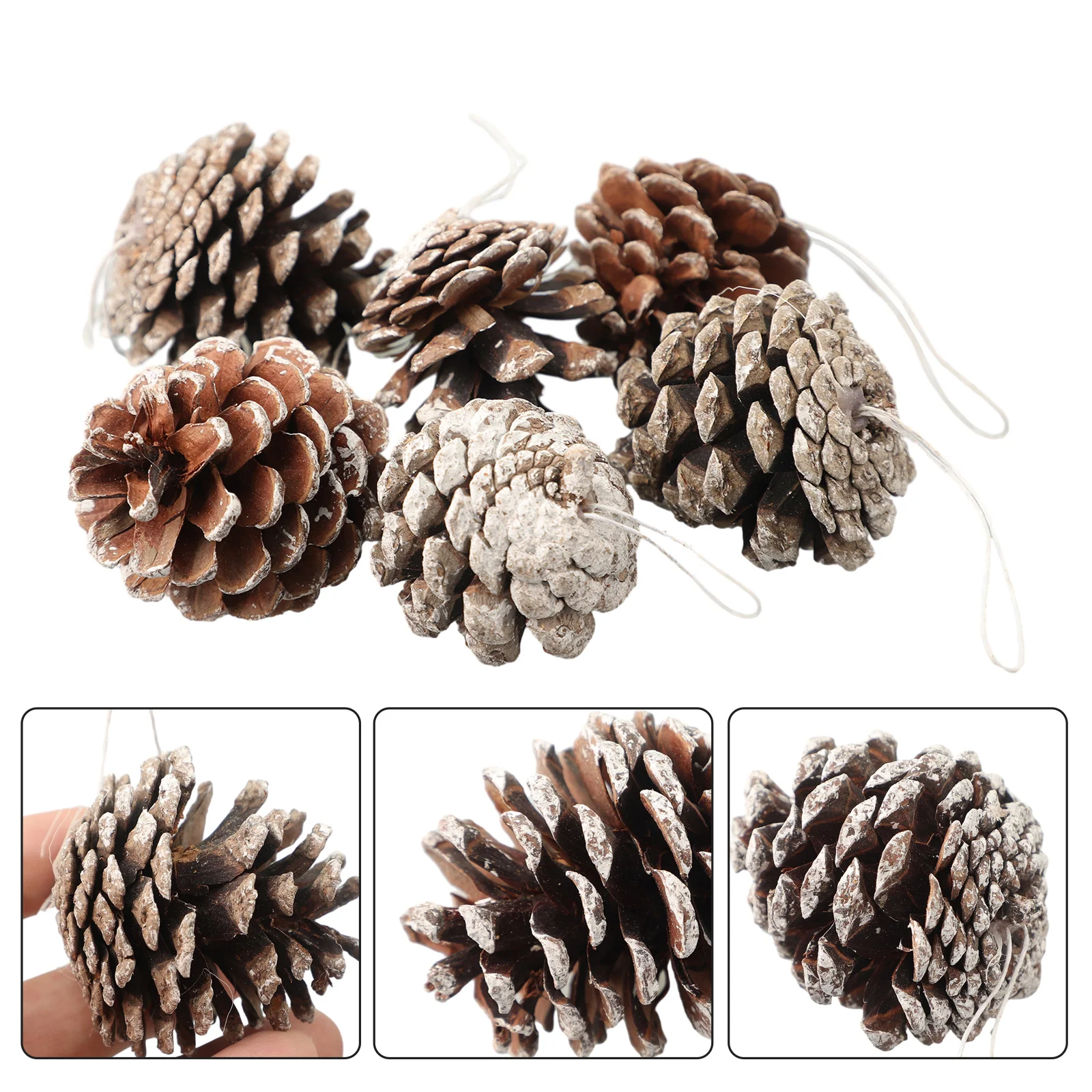 6Pcs Fake Pine Cone Christmas Tree Ornaments Craft Making Original Color Natural Pine Cones DIY Christmas Decoration Home Decor