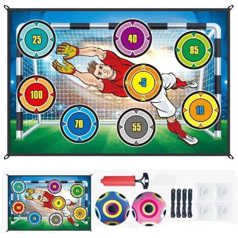 Zestaw do gry w piłkę nożną dla dzieci z podświetlaną piłką, mata do gry w piłkę nożną, gra w rzucanie na tarczę do użytku w pomieszczeniach, zabawki sportowe na zewnątrz, prezent urodzinowy dla chłopców i dziewcząt