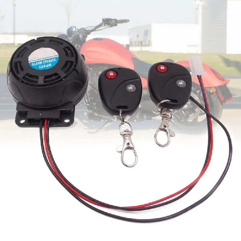 12V Dual Remote Motorcycle Alarm,105-125dB Remote Control Alarm Horn Anti-Theft Security System Motorcycle Accessories