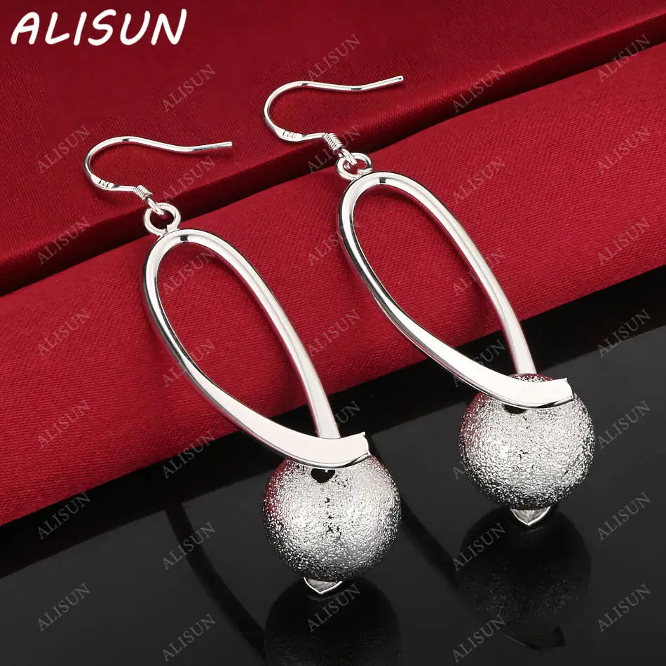 

ALISUN 925 Sterling Silver Frosted Beads Earrings Drop Earrings Charm Trend Birthday Gifts Fashion Party Fine Jewelry
