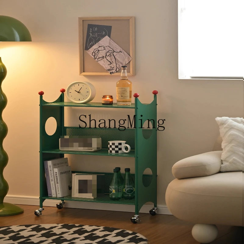 

FG living room removable small bookshelf with wheels wrought iron picture book rack floor-to-ceiling children's steel