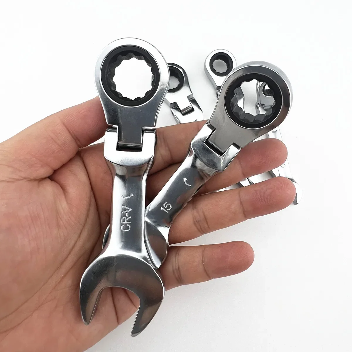 Mini Short Handle Ratchet Wrench With Movable Head Quick Dual-purpose Open End Wrench Hardware Tool Labor-saving Wrench