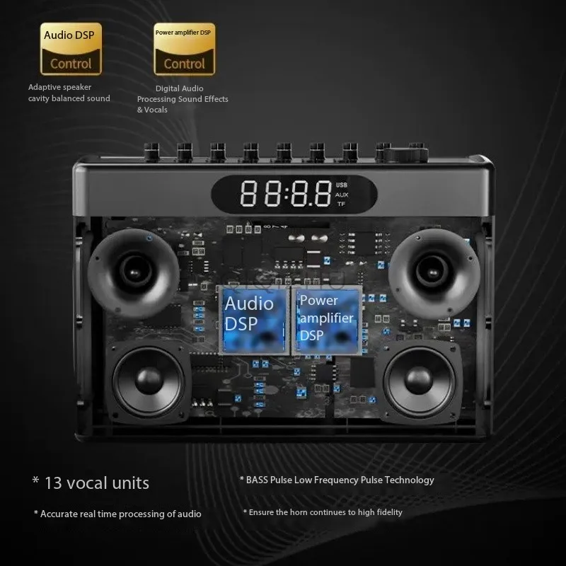 SODLK S1127 Plus 300 واط سماعة لاسلكية تعمل بالبلوتوث المتكلم مع شاشة عرض أداة التحكم عن بعد وظيفة تعديل صدى