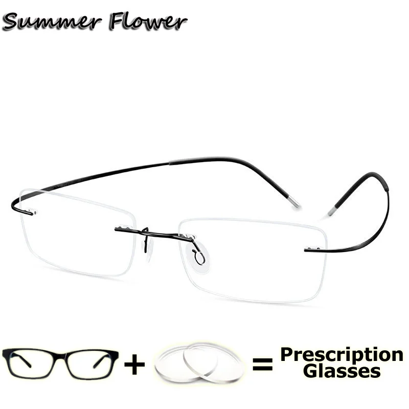 

Rimless Men's Eyeglass Frames Photochromic Lenses Anti Blue Light Progressive Glasses Optical Lenses with Medical Receta