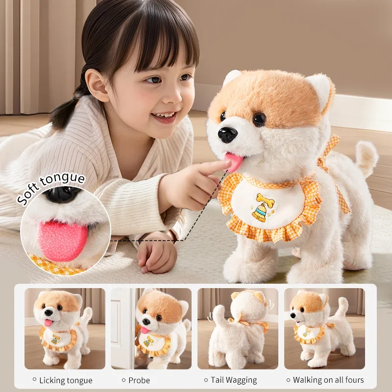 Giocattolo interattivo per cani robot per bambini Animali elettronici realistici con camminare, leccare, abbaia, musica, miglior regalo per ragazzi e ragazze