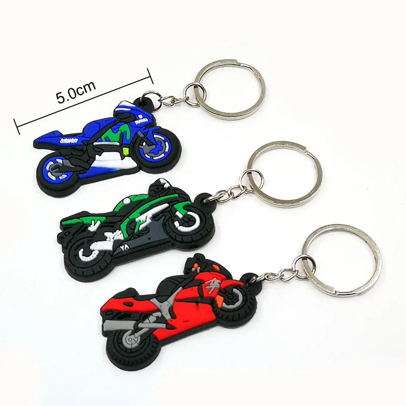 1PCS PVC Keychain Cartoon motorcycle Keyring fashion Pendant fit men women key chains accessories Jewelry Decoration Kids Gifts